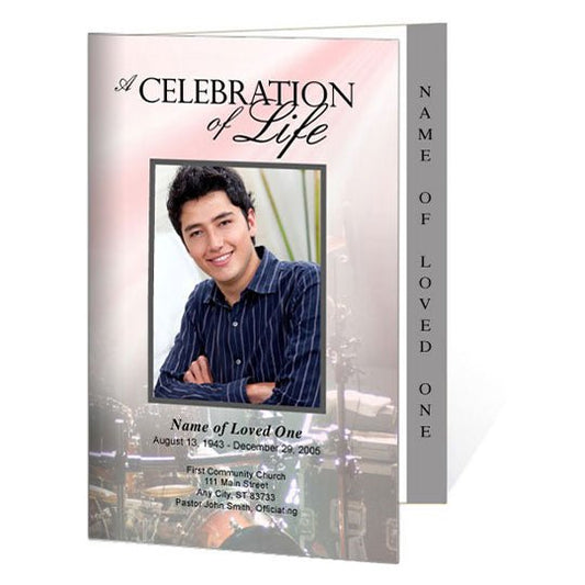 Drums 4 - Sided Graduated Funeral Program Template - The Funeral Program Site
