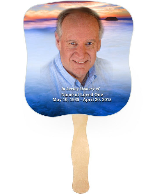 Dusk Cardstock Memorial Fan With Wooden Handle (Pack of 10) - The Funeral Program Site