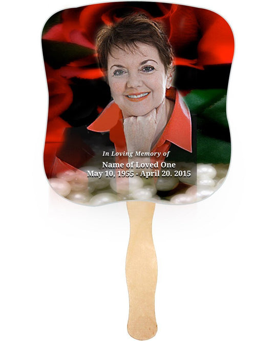 Elegance Cardstock Memorial Fan With Wooden Handle (Pack of 10) - The Funeral Program Site
