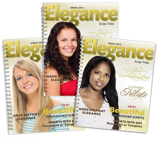 Elegance Script Word Art Design Catalog - The Funeral Program Site