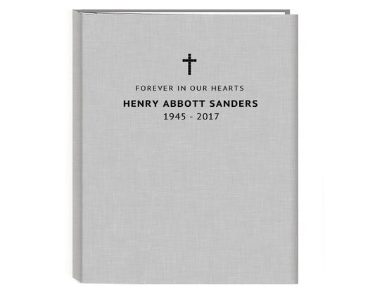 Embellish Icon Linen Memorial Funeral Guest Book - The Funeral Program Site