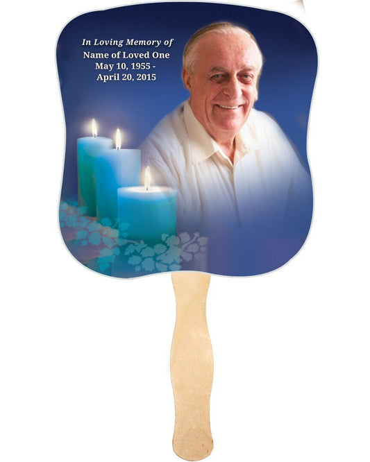 Enlighten Cardstock Memorial Fan With Wooden Handle (Pack of 10) - The Funeral Program Site