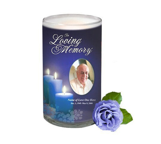 Enlighten Personalized Glass Memorial Candle - The Funeral Program Site