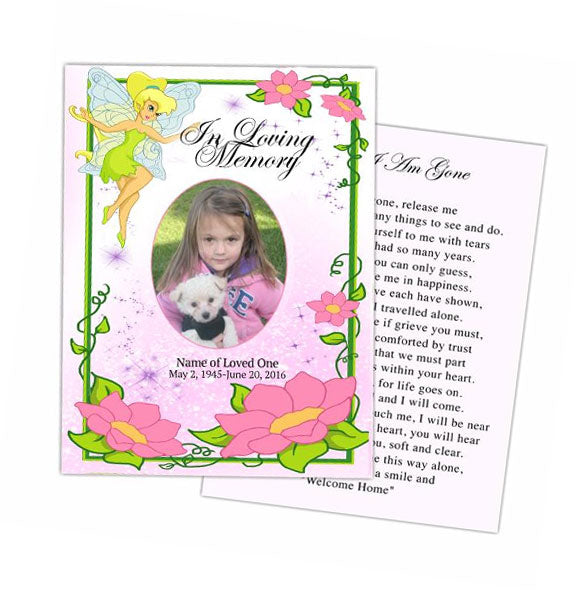 Fairy Small Memorial Card Template.