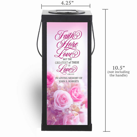 Faith Hope Love Solar Powered Memorial Lantern - The Funeral Program Site