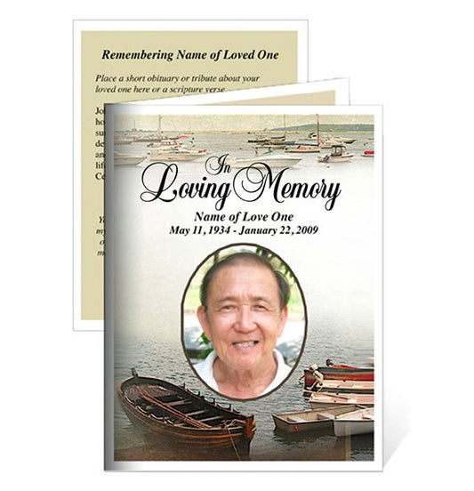 Fishing Small Memorial Card Template - The Funeral Program Site