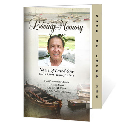 Fishing 4-Sided Graduated Funeral Program Template.