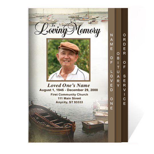Fishing 8-Sided Graduated Funeral Program Template.