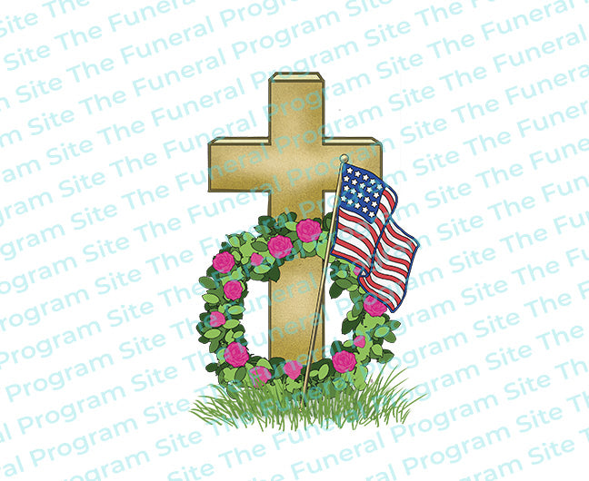 Flag Cross Wreath Funeral Clip Art.