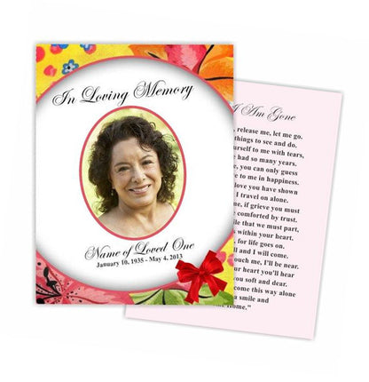 Flora Small Memorial Card Template.