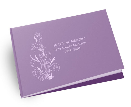 Floral Blossom Landscape Linen Funeral Guest Book - The Funeral Program Site