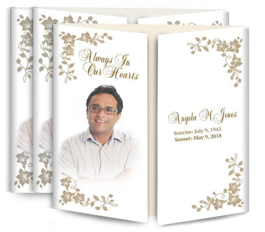 Floral Corners Gatefold Funeral Program Design & Print (Pack of 50) - The Funeral Program Site