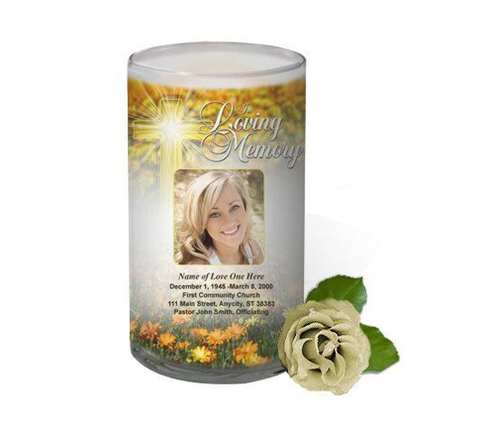 Floral Hope Personalized Glass Memorial Candle - The Funeral Program Site