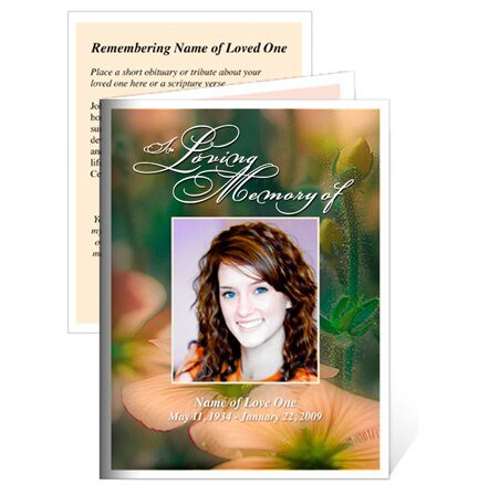 Floral Small Memorial Card Template - The Funeral Program Site