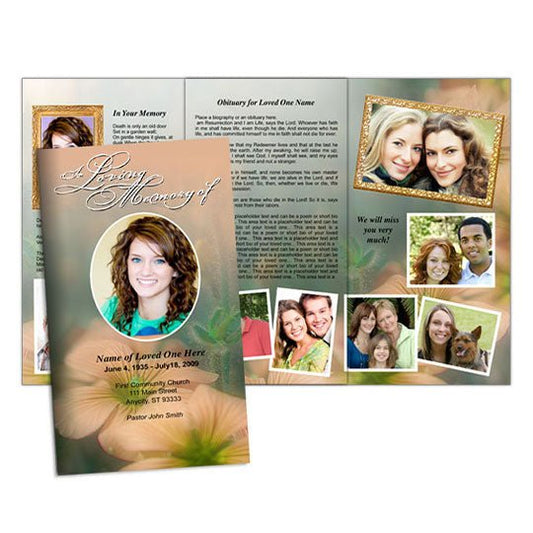 Floral TriFold Funeral Brochure Template - The Funeral Program Site