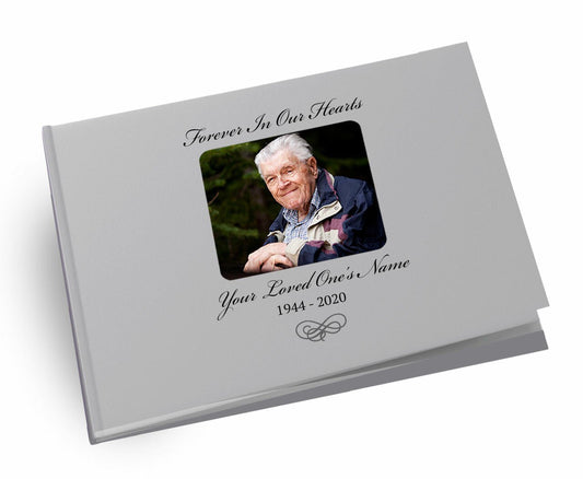 Flourish Linen Landscape Funeral Guest Book - The Funeral Program Site