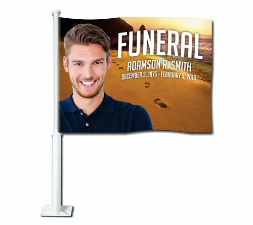Footprints Funeral Car Flag and Pole - The Funeral Program Site
