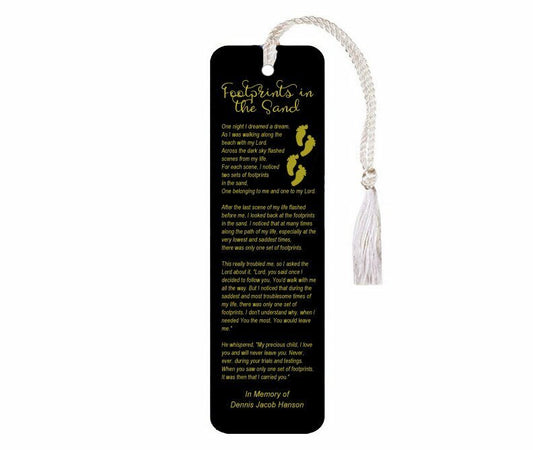Footprints In The Sand Leatherette Memorial Scripture Bookmark - The Funeral Program Site
