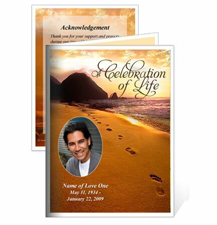 Footprints Small Memorial Card Template - The Funeral Program Site