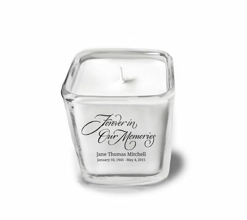 Forever In Our Memories Glass Cube Memorial Candle - The Funeral Program Site