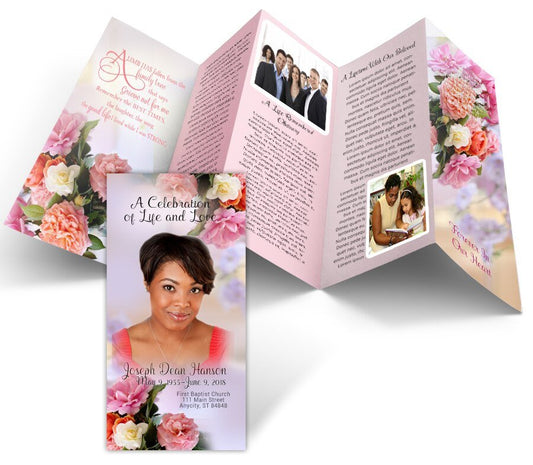 Fresh Bouquet Accordion Fold Funeral Program Design & Print (Pack of 25) - The Funeral Program Site