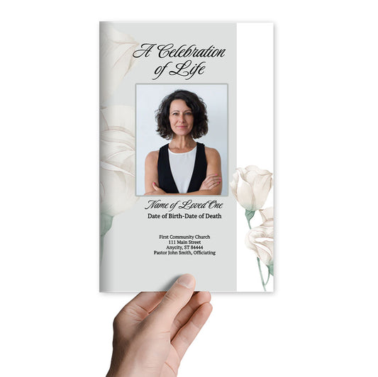 White Rose Funeral Program Template (Easy Online Editor)