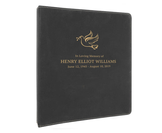 Funeral Guest Book Binder Leatherette Suede Dove of Peace - The Funeral Program Site