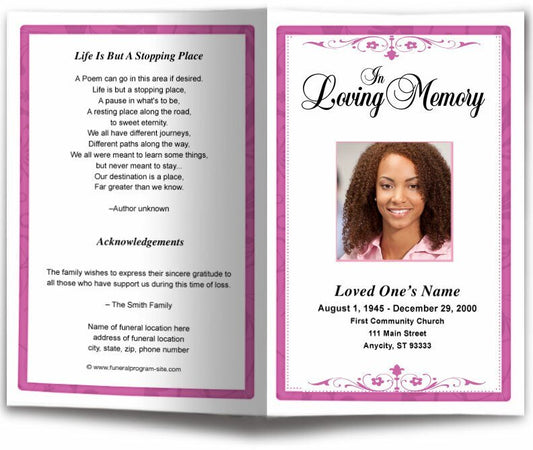 Fuschia Funeral Program Template - The Funeral Program Site