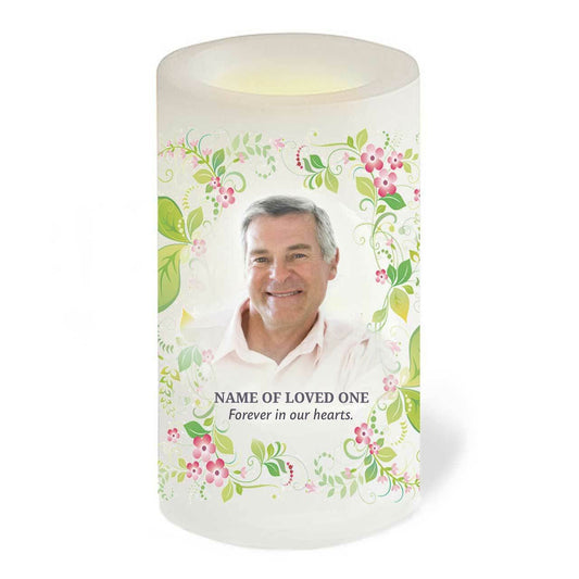 Garden Personalized Flameless Memorial LED Candle - The Funeral Program Site