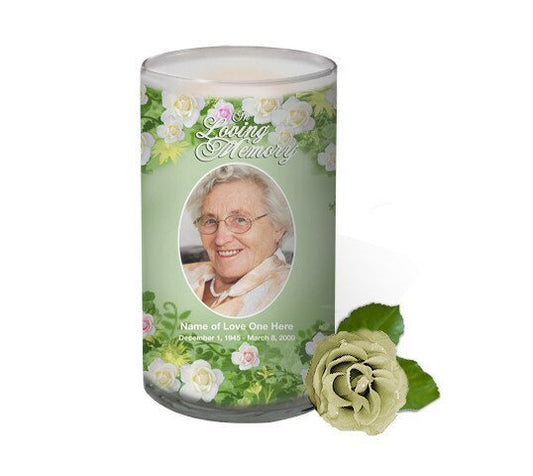 Garden Personalized Glass Memorial Candle - The Funeral Program Site