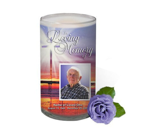 Glorify Personalized Glass Memorial Candle - The Funeral Program Site