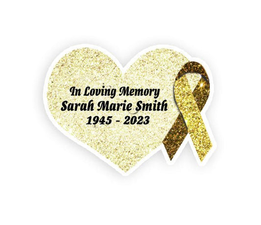 Gold Cancer Ribbon Heart Pin - Pack of 10 - The Funeral Program Site