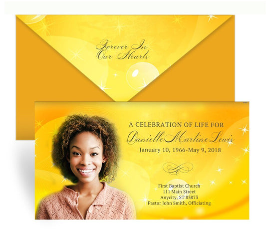 Golden Glow Envelope Fold Funeral Program Done For You Design & Print (Pack of 50) - The Funeral Program Site