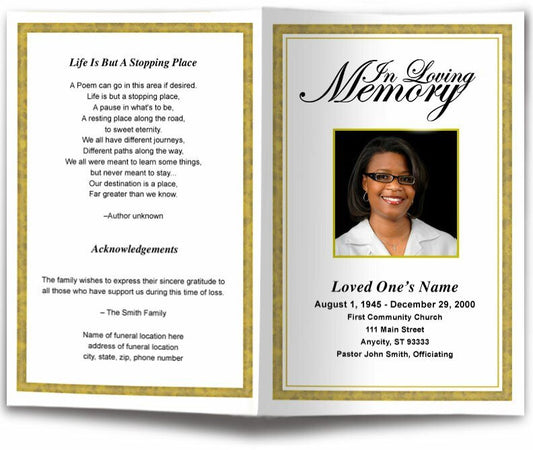 Goldenrod Funeral Program Template - The Funeral Program Site