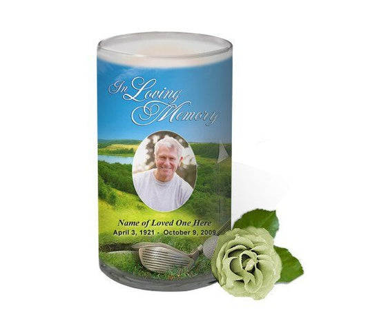 Golf Personalized Glass Memorial Candle - The Funeral Program Site