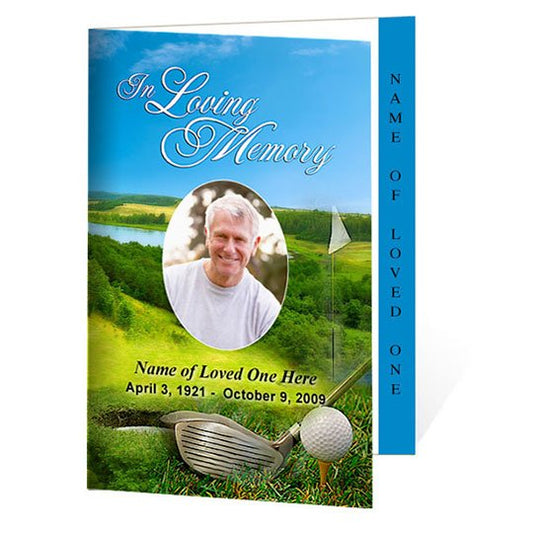 Golfer 4 - Sided Graduated Funeral Program Template - The Funeral Program Site