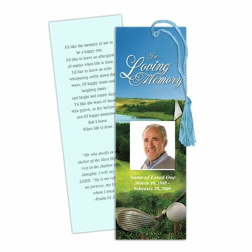 Golfer Memorial Bookmark Template - The Funeral Program Site