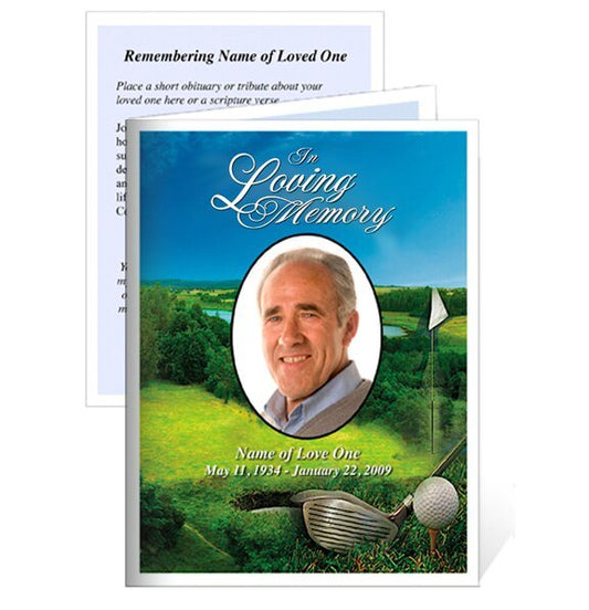 Golfer Small Memorial Card Template - The Funeral Program Site