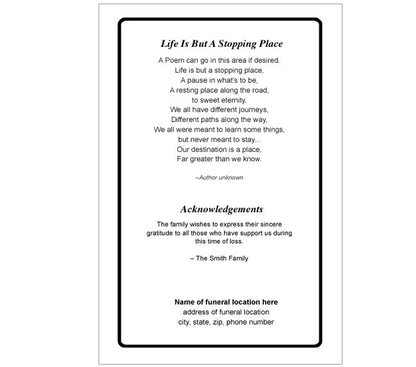 Cadence 8-Sided Graduated Funeral Program Template.