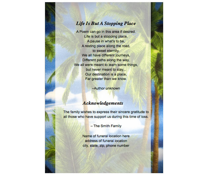 Paradise 4-Sided Graduated Funeral Program Template.