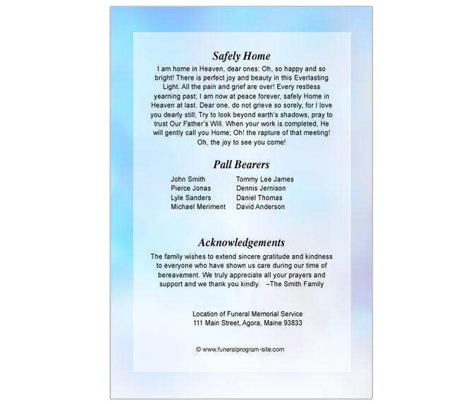 Blessed 4-Sided Graduated Funeral Program Template.