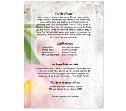 Pearls A4 Funeral Order of Service Template.
