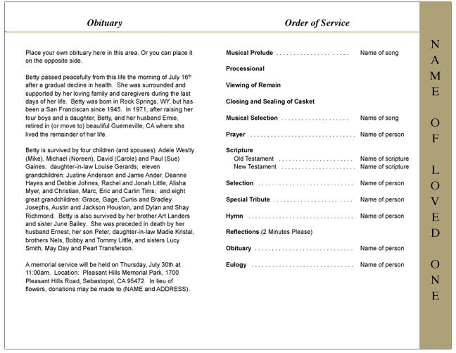 Harmony 4-Sided Graduated Funeral Program Template.