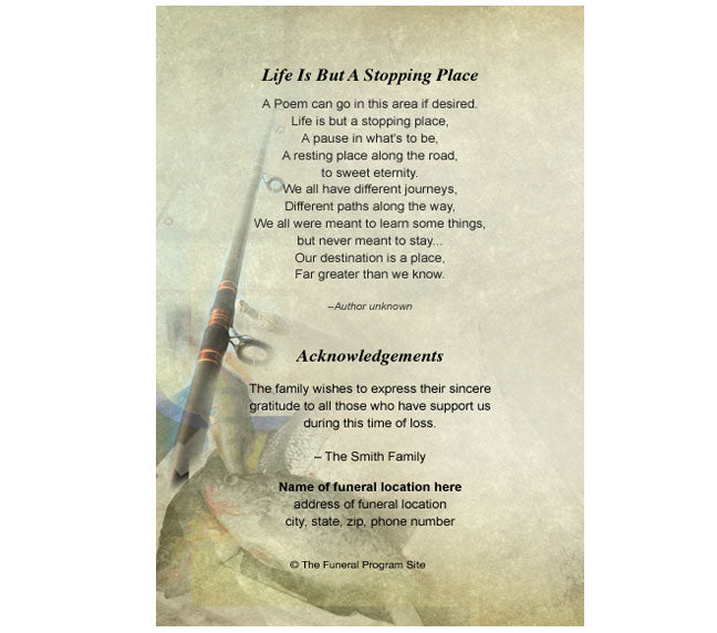 Fishing 4-Sided Graduated Funeral Program Template.