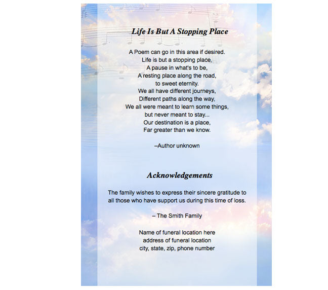 Ivory 4-Sided Graduated Funeral Program Template.