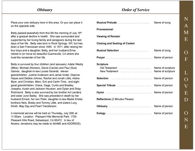 History 4-Sided Graduated Funeral Program Template.