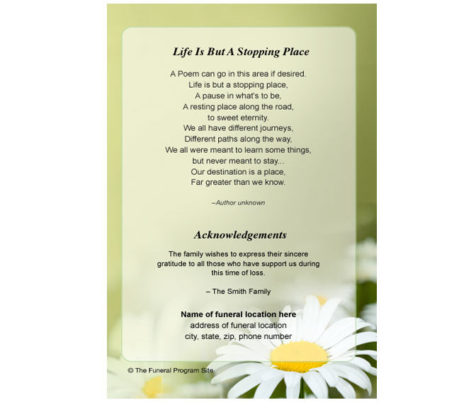 Daisy 4-Sided Graduated Funeral Program Template.