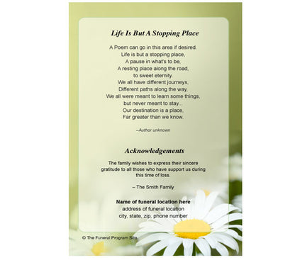 Daisy A4 Funeral Order of Service Template.