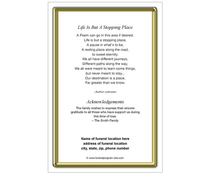 Embassy 4-Sided Graduated Funeral Program Template.