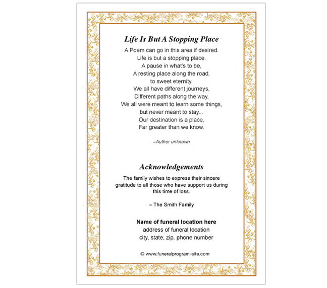 Caramel A4 Funeral Order of Service Template.